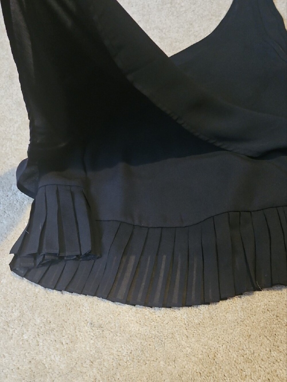 Sheer Pleated-Hem Black Tank Top - Picture 2 of 5